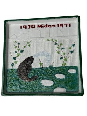 Hand-Painted Ceramic Koi Pond Trinket Dish in Green and White -